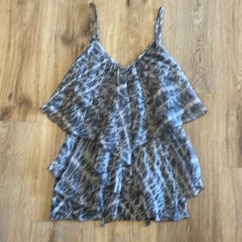 Anthropologie Bailey 44 Silk Animal Print ruffle layered tank top blouse
